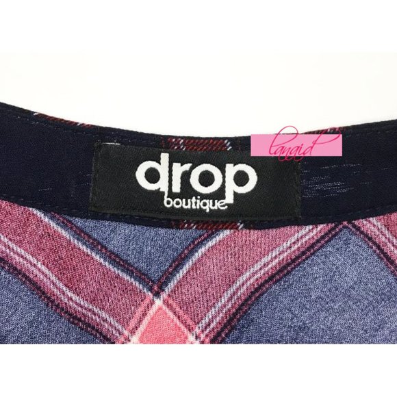 Drop Skye Plaid Tie-Front Dress Red Navy Tartan Button-Up Belt Belted A-Line S - Picture 7 of 9